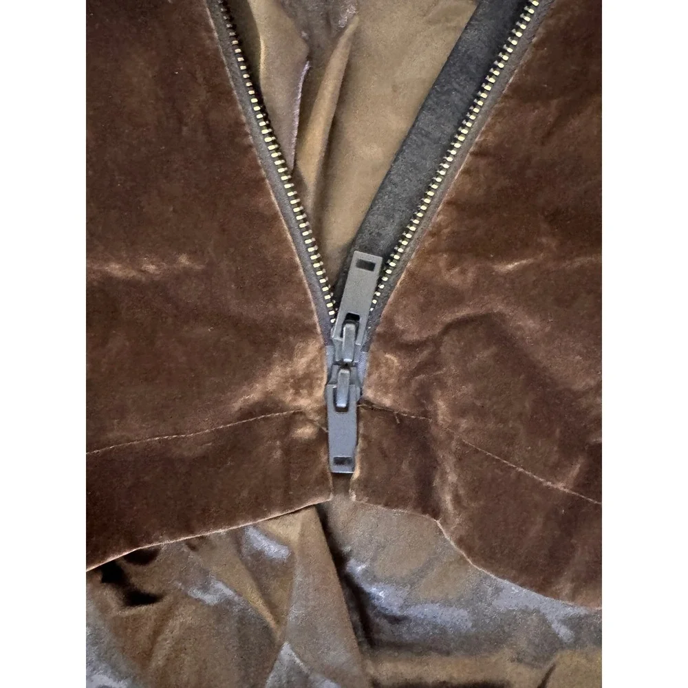 Beate Heymann‎ Street Couture Brown Velvet Longline Bomber Jacket Coat Womens